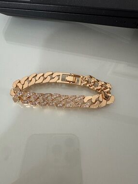 Gold Crystal Cuban Link Bracelet - Women Jewelry